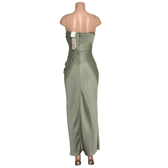 BHLDN Jennings Satin Charmeuse Gown, Moss, 0 (US) - Picture 6 of 9